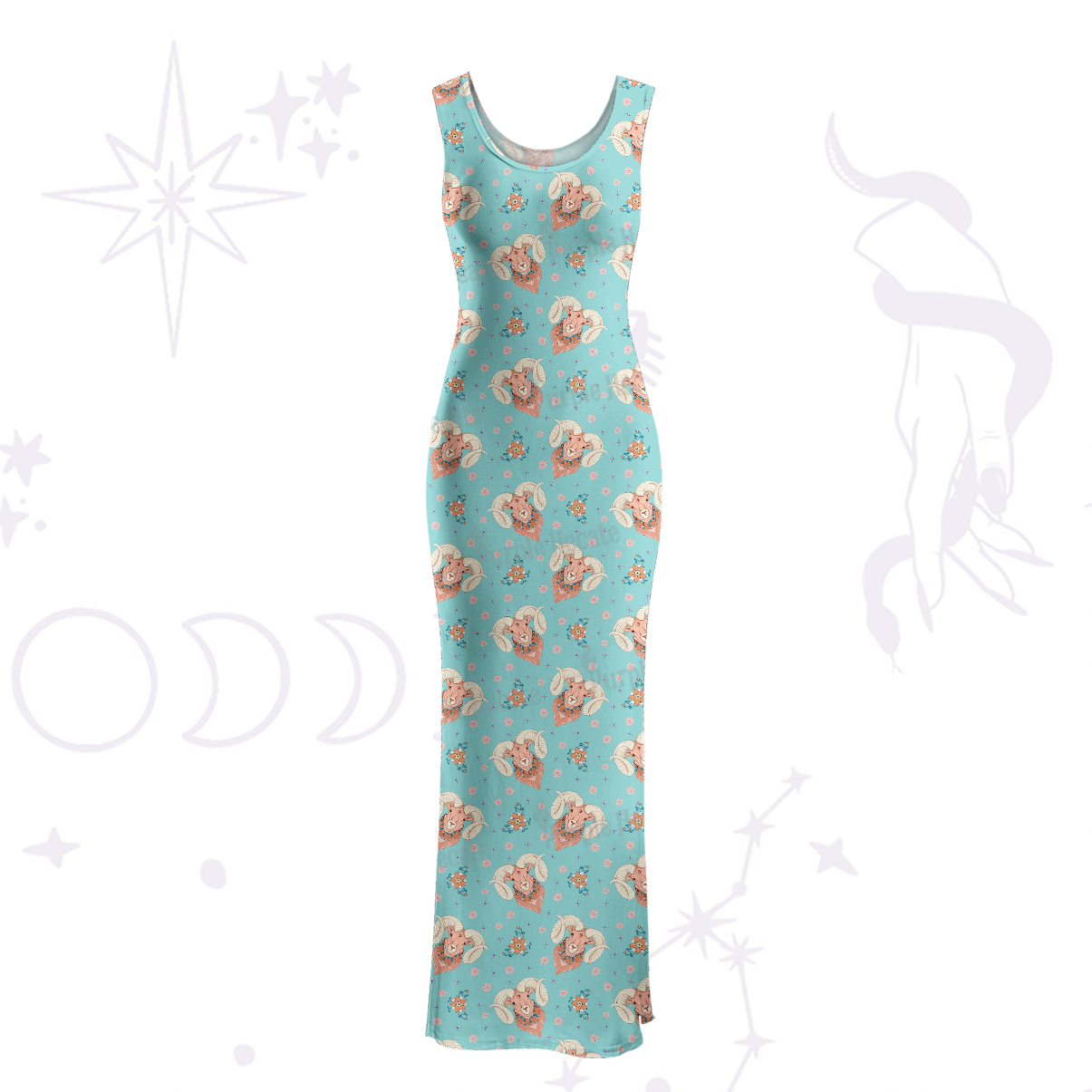 Purplehecate Aries Spirit Zodiac Maxi Tank Beachwear Dress