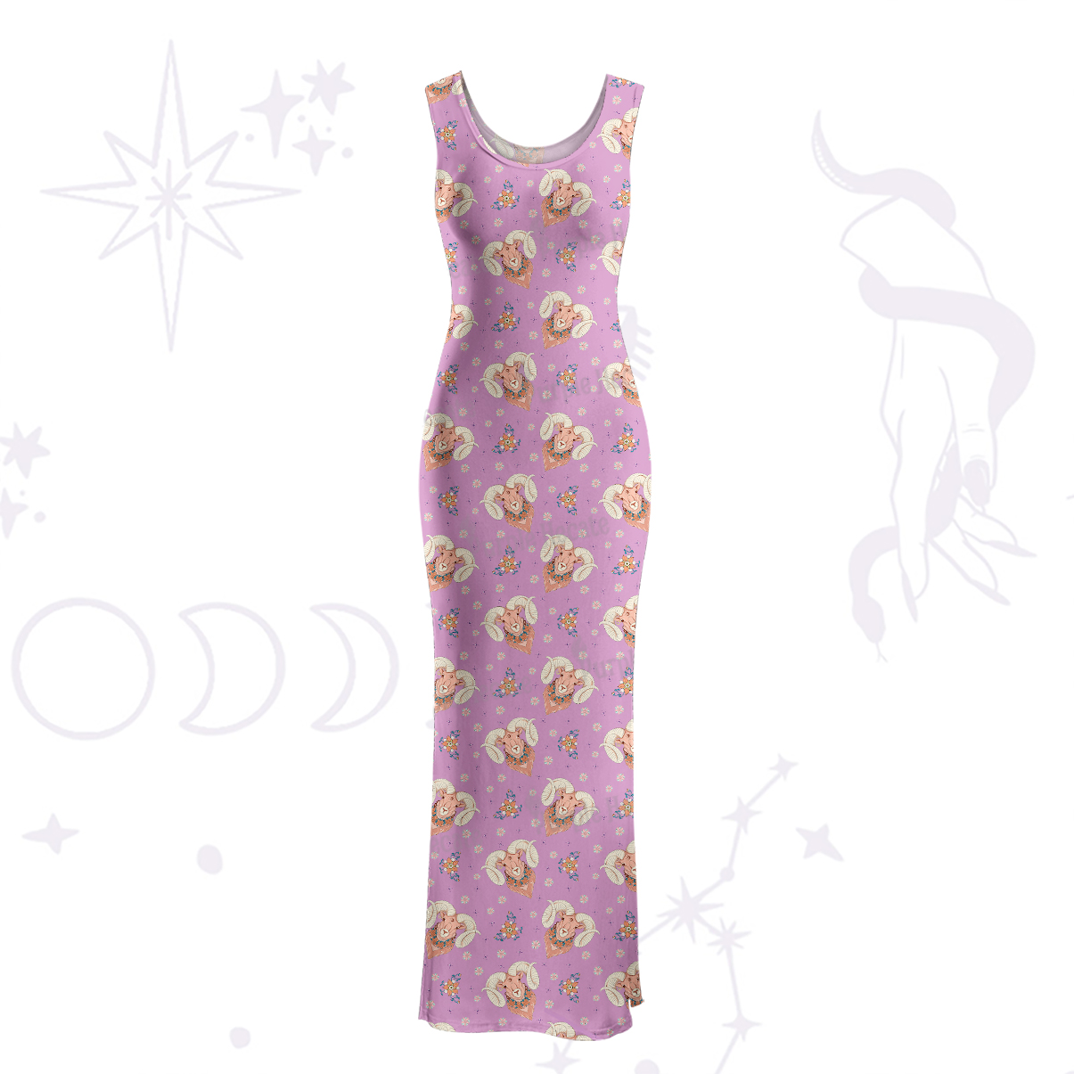 Purplehecate Aries Spirit Zodiac Maxi Tank Beachwear Dress