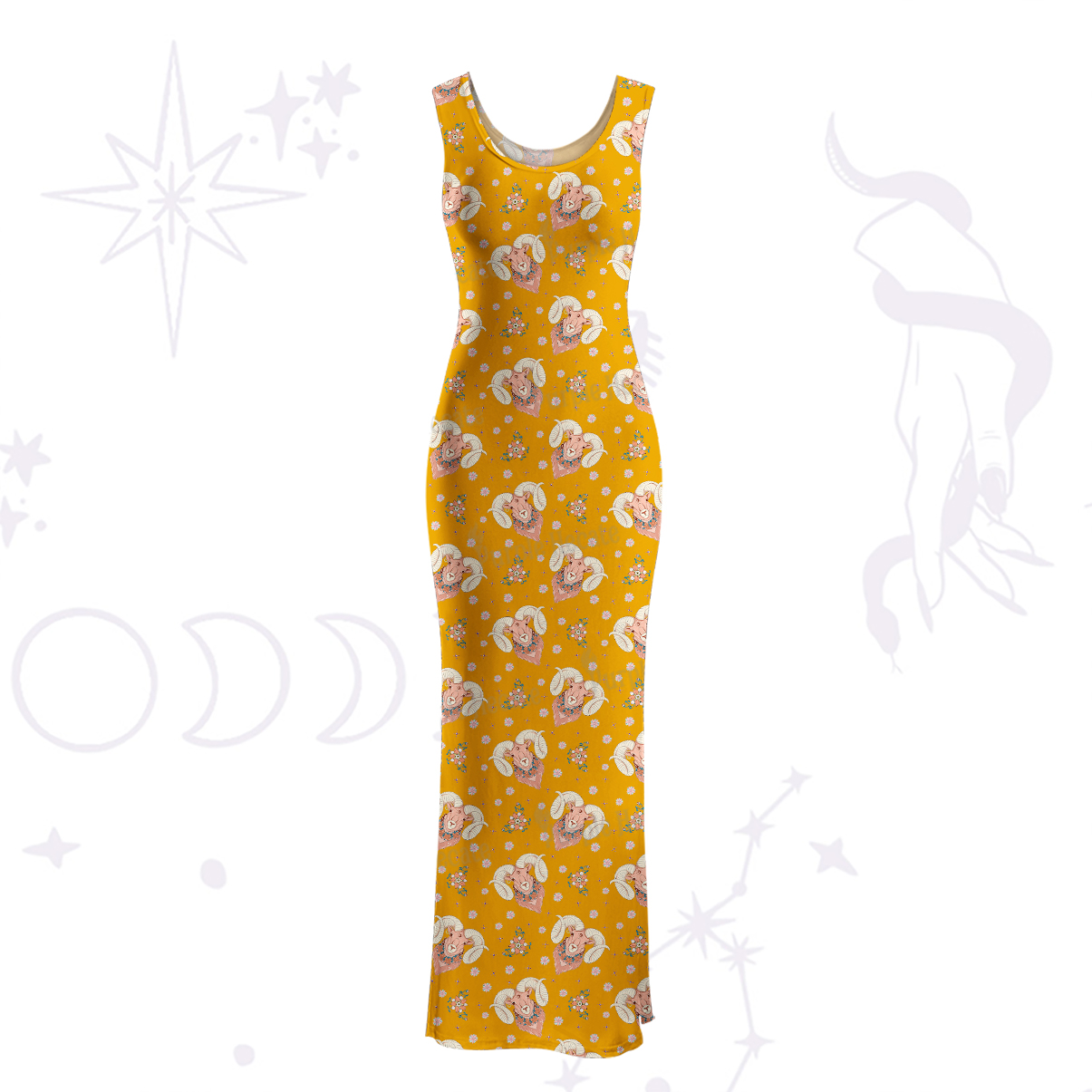 Purplehecate Aries Spirit Zodiac Maxi Tank Beachwear Dress