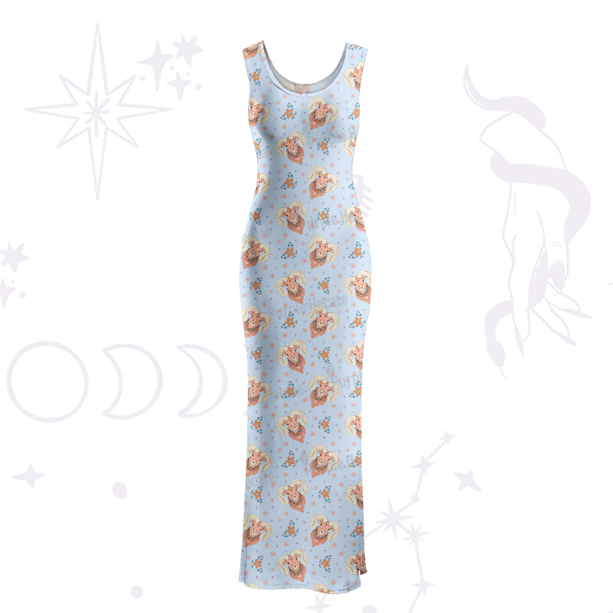 Purplehecate Aries Spirit Zodiac Maxi Tank Beachwear Dress