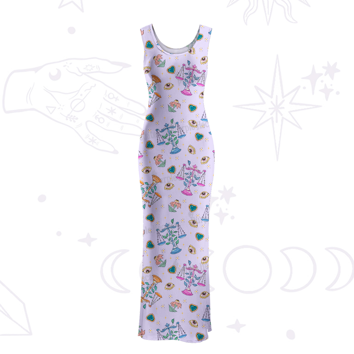 Purplehecate Libra Spirit Zodiac Maxi Tank Beachwear Dress
