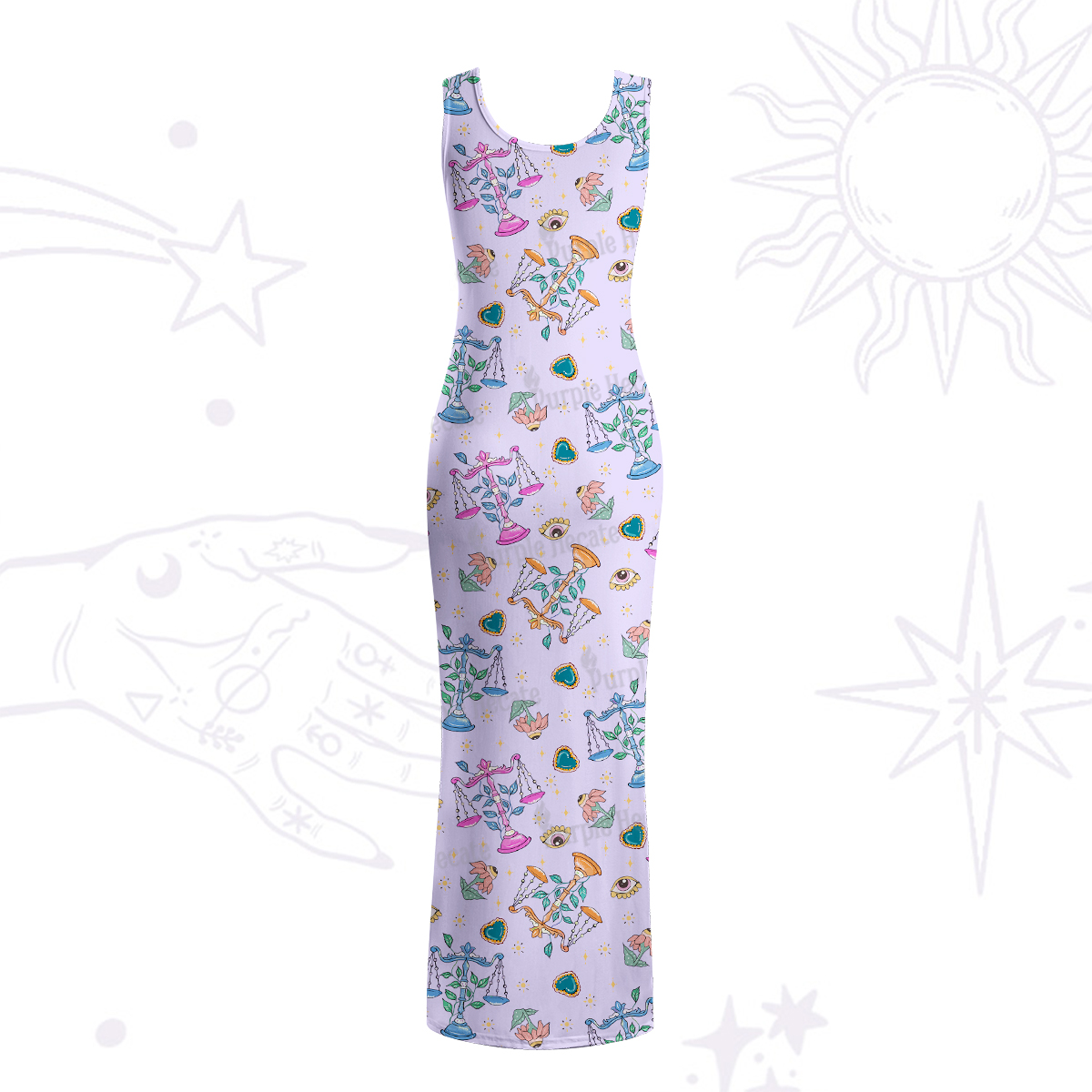Purplehecate Libra Spirit Zodiac Maxi Tank Beachwear Dress