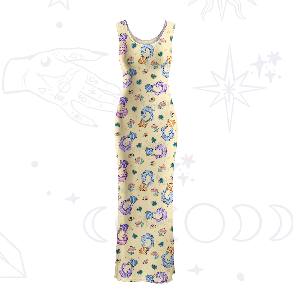 Purplehecate Aquarius Spirit Zodiac Maxi Tank Beachwear Dress