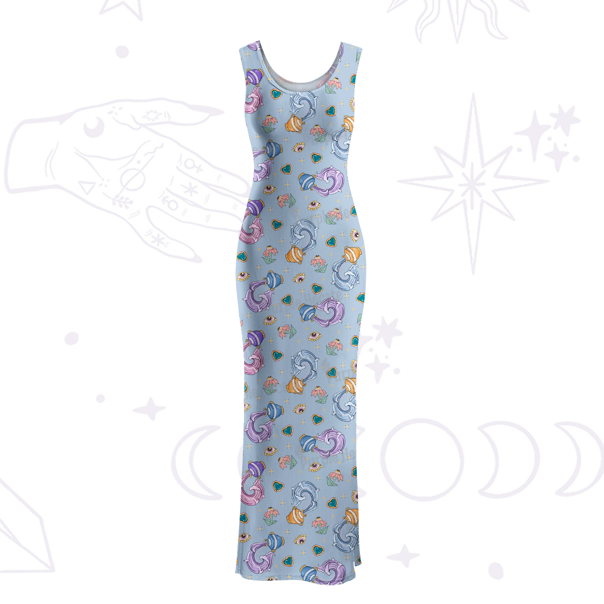 Purplehecate Aquarius Spirit Zodiac Maxi Tank Beachwear Dress