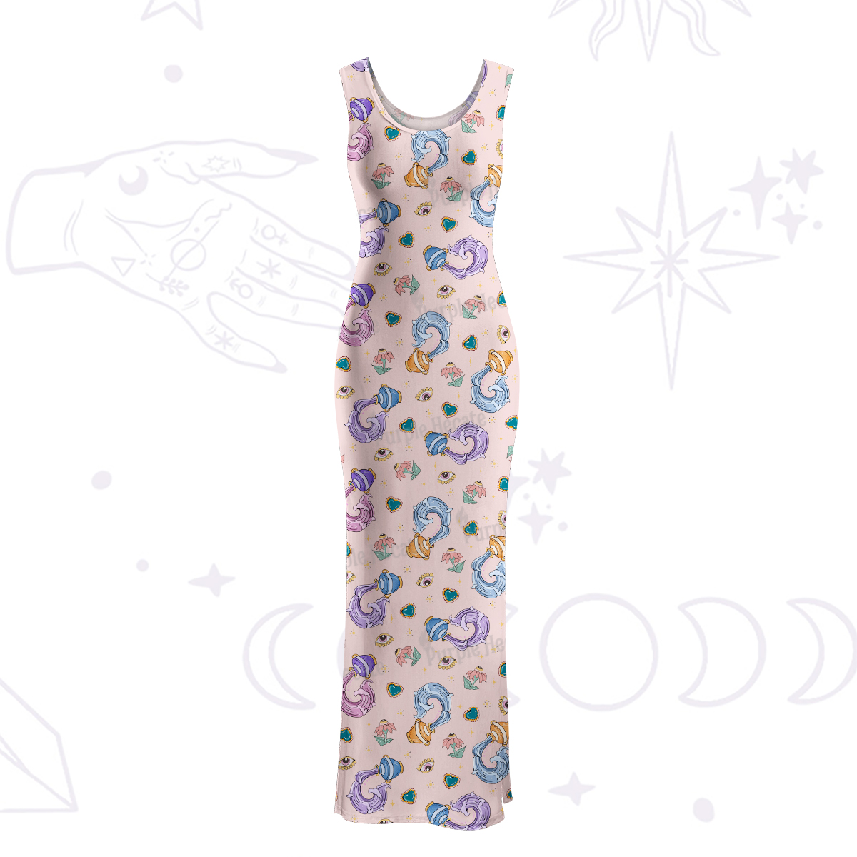 Purplehecate Aquarius Spirit Zodiac Maxi Tank Beachwear Dress