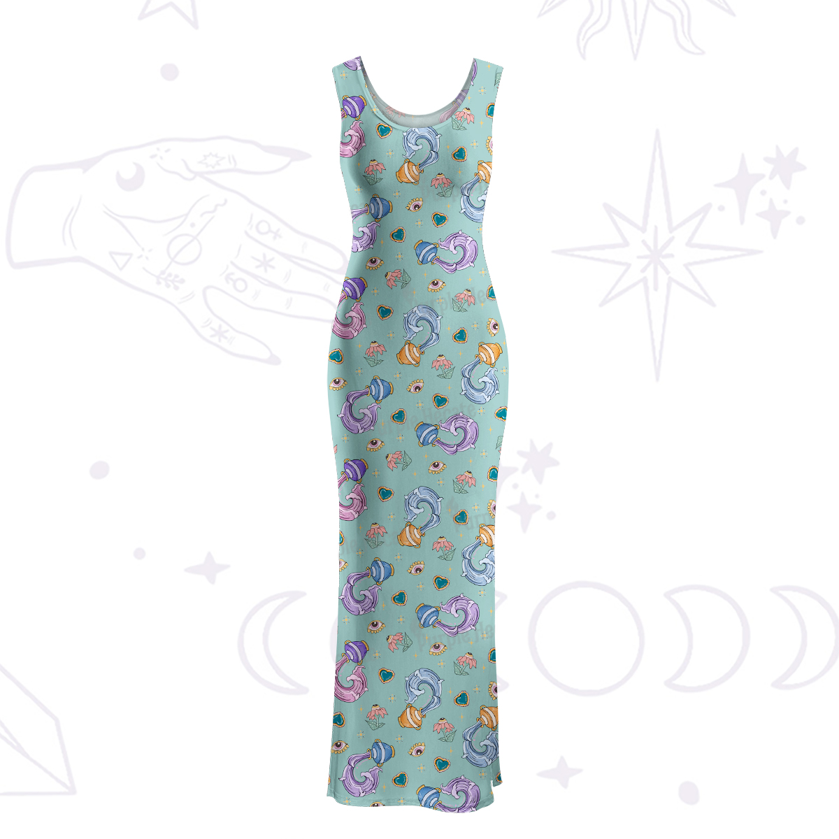 Purplehecate Aquarius Spirit Zodiac Maxi Tank Beachwear Dress