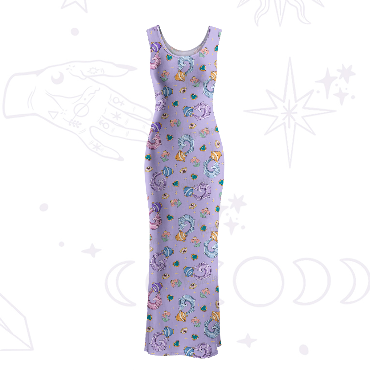 Purplehecate Aquarius Spirit Zodiac Maxi Tank Beachwear Dress