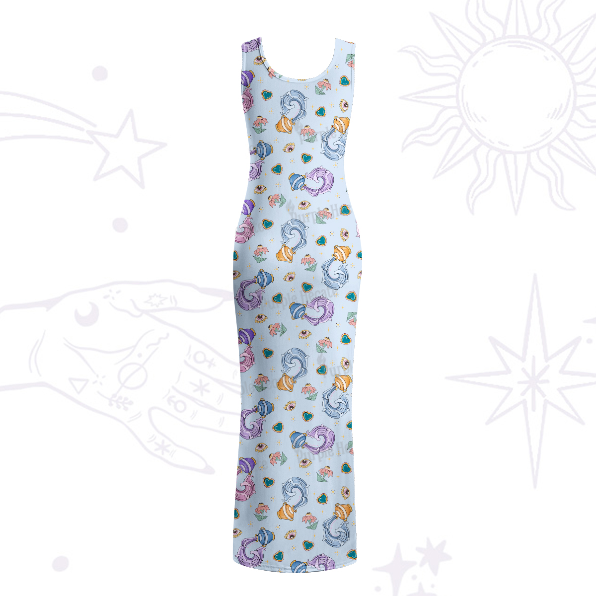 Purplehecate Aquarius Spirit Zodiac Maxi Tank Beachwear Dress