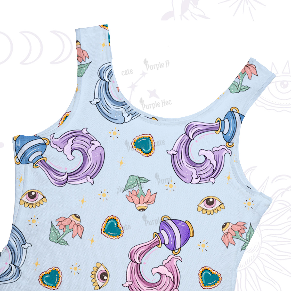 Purplehecate Aquarius Spirit Zodiac Maxi Tank Beachwear Dress