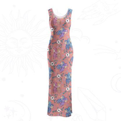 Purplehecate Gemini Spirit Zodiac Maxi Tank Beachwear Dress