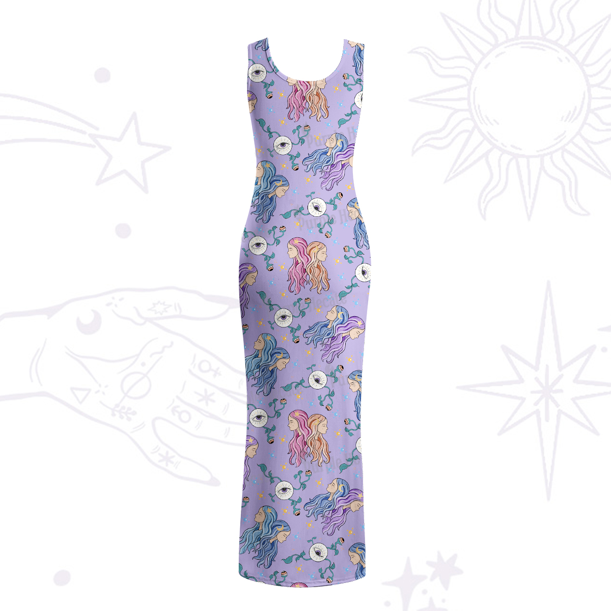 Purplehecate Gemini Spirit Zodiac Maxi Tank Beachwear Dress