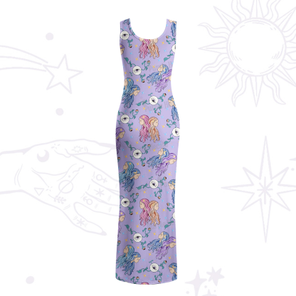 Purplehecate Gemini Spirit Zodiac Maxi Tank Beachwear Dress