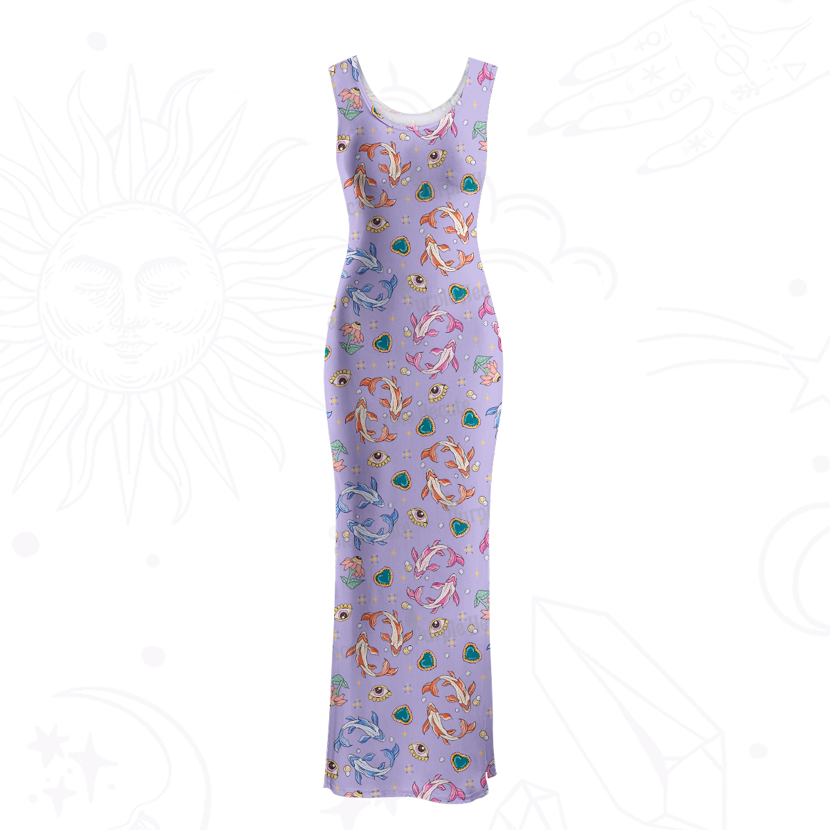 Purplehecate Pisces Spirit Zodiac Maxi Tank Beachwear Dress