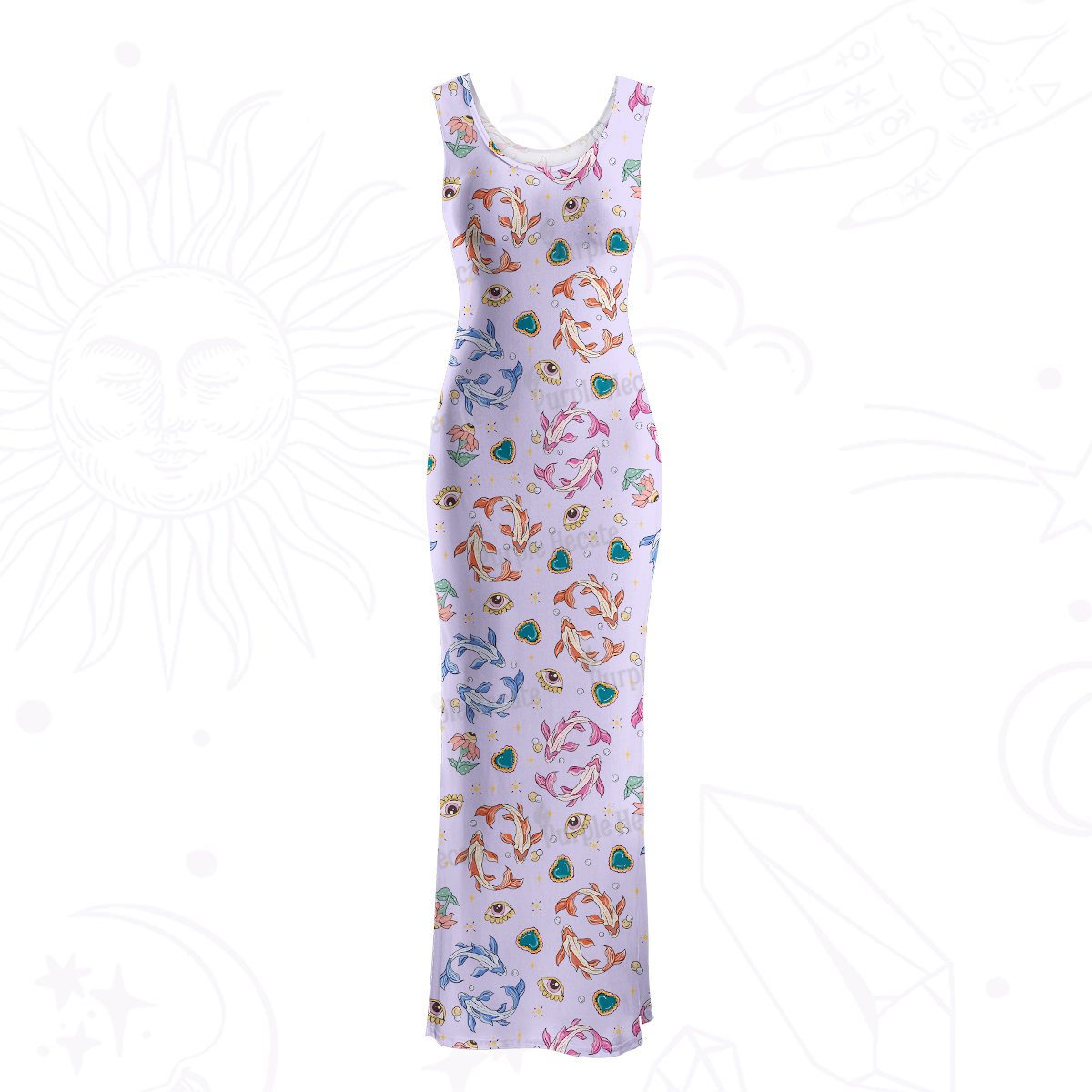Purplehecate Pisces Spirit Zodiac Maxi Tank Beachwear Dress