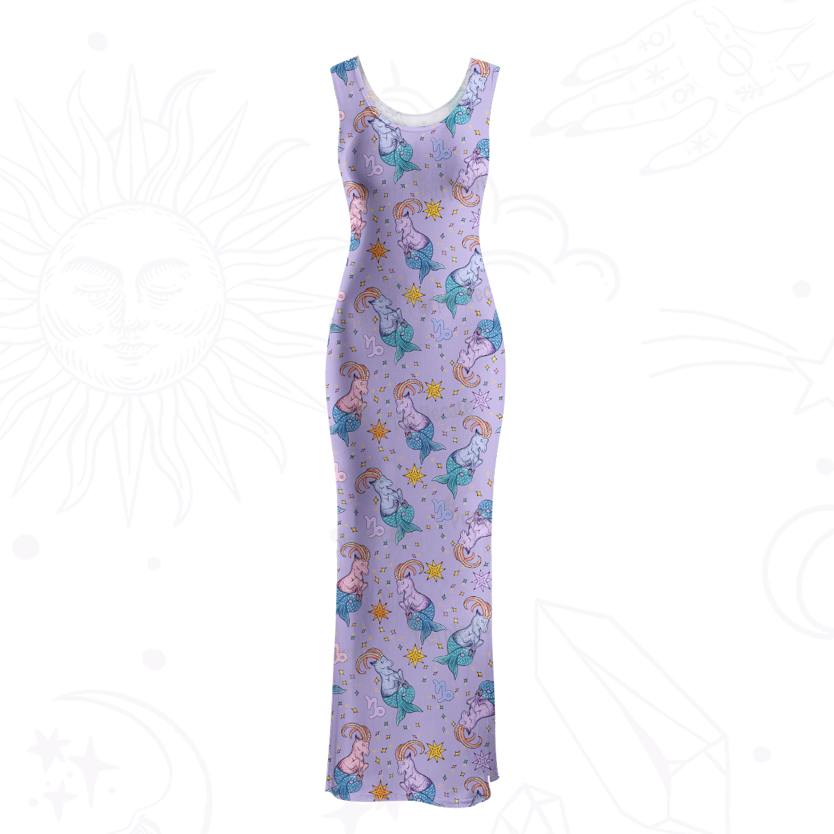 Purplehecate Capricorn Spirit Zodiac Maxi Tank Beachwear Dress