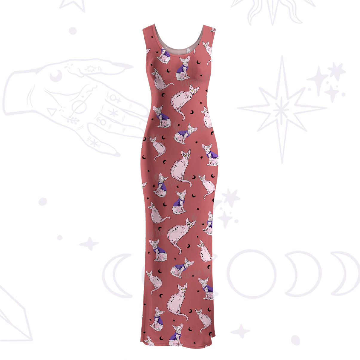 Purplehecate Celestial Sphinx Maxi Tank Beachwear Dress