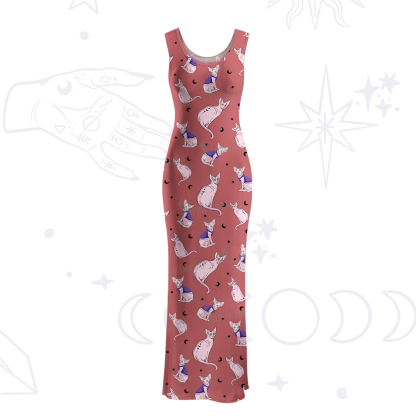 Purplehecate Celestial Sphinx Maxi Tank Beachwear Dress