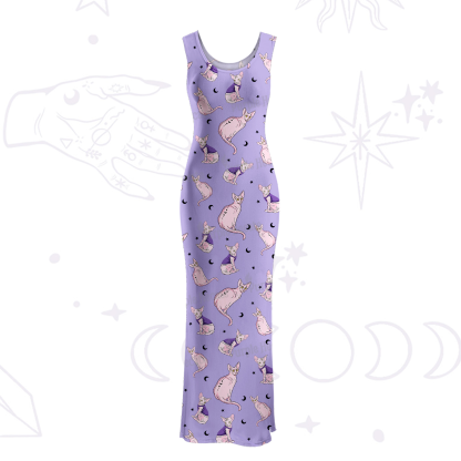 Purplehecate Celestial Sphinx Maxi Tank Beachwear Dress
