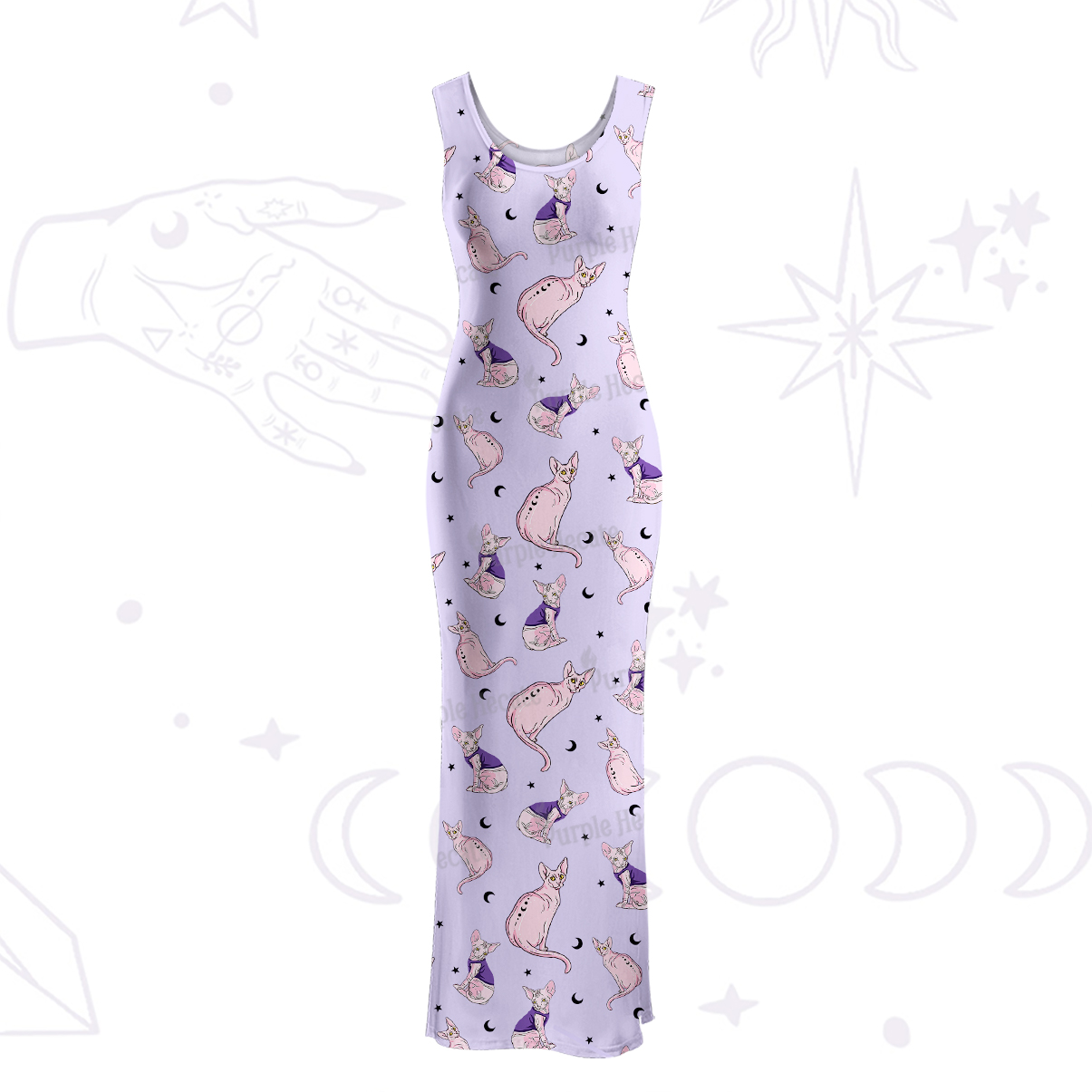 Purplehecate Celestial Sphinx Maxi Tank Beachwear Dress
