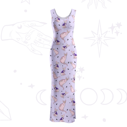 Purplehecate Celestial Sphinx Maxi Tank Beachwear Dress