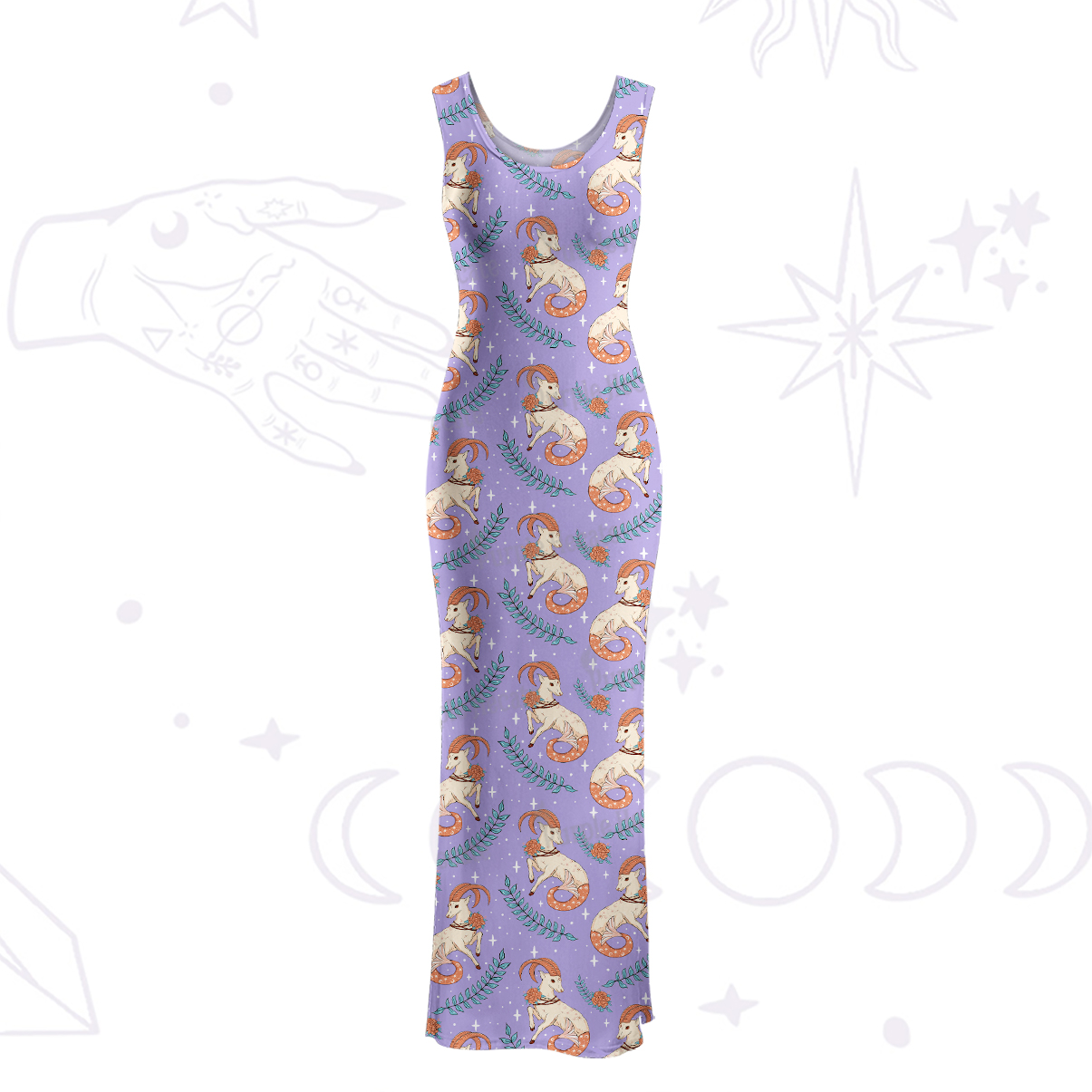 Purplehecate The Capricorn Zodiac Maxi Tank Beachwear Dress