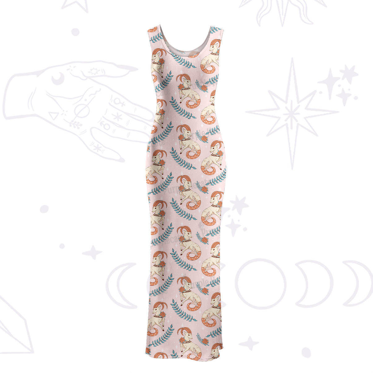 Purplehecate The Capricorn Zodiac Maxi Tank Beachwear Dress