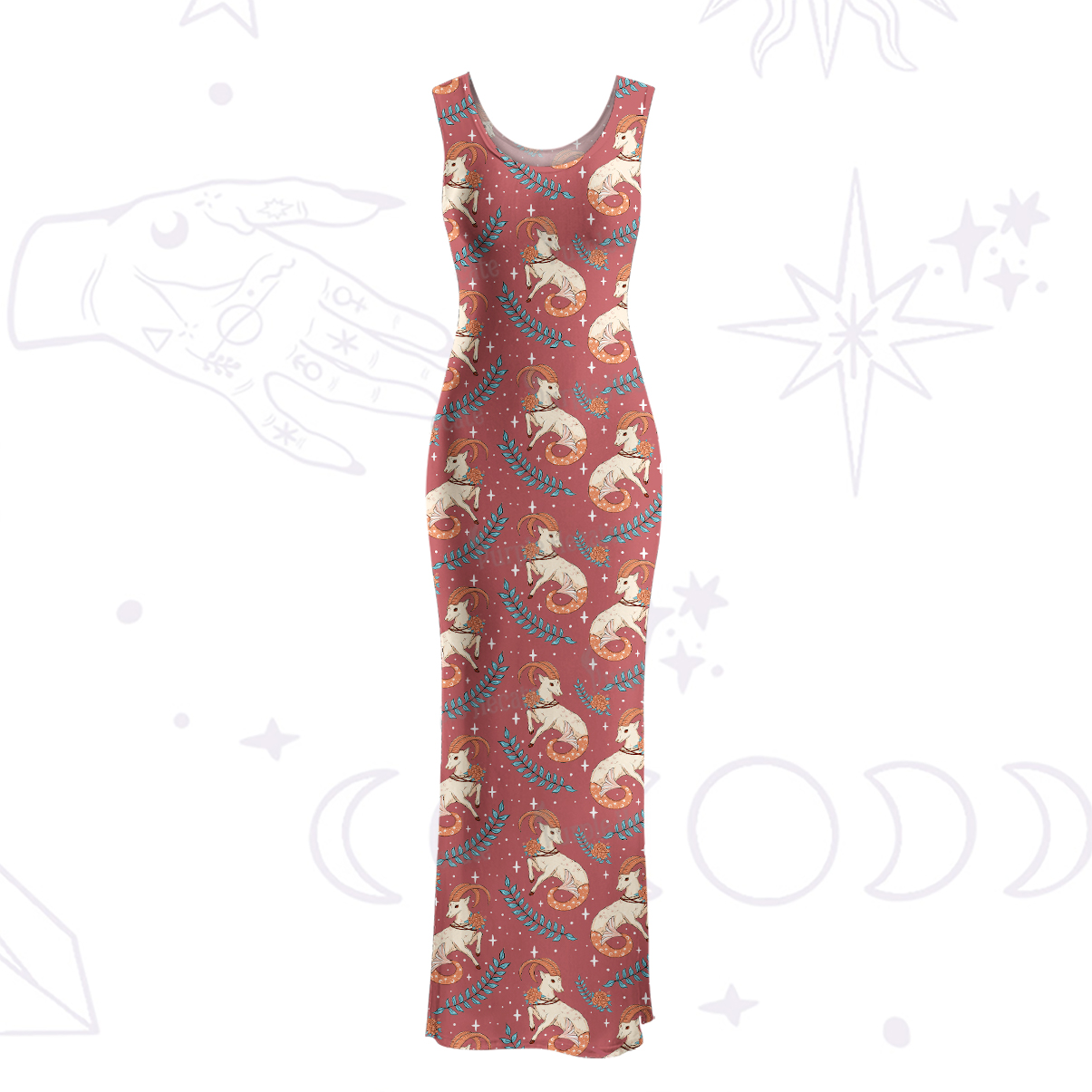 Purplehecate The Capricorn Zodiac Maxi Tank Beachwear Dress