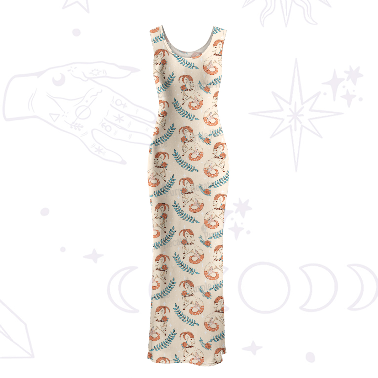 Purplehecate The Capricorn Zodiac Maxi Tank Beachwear Dress