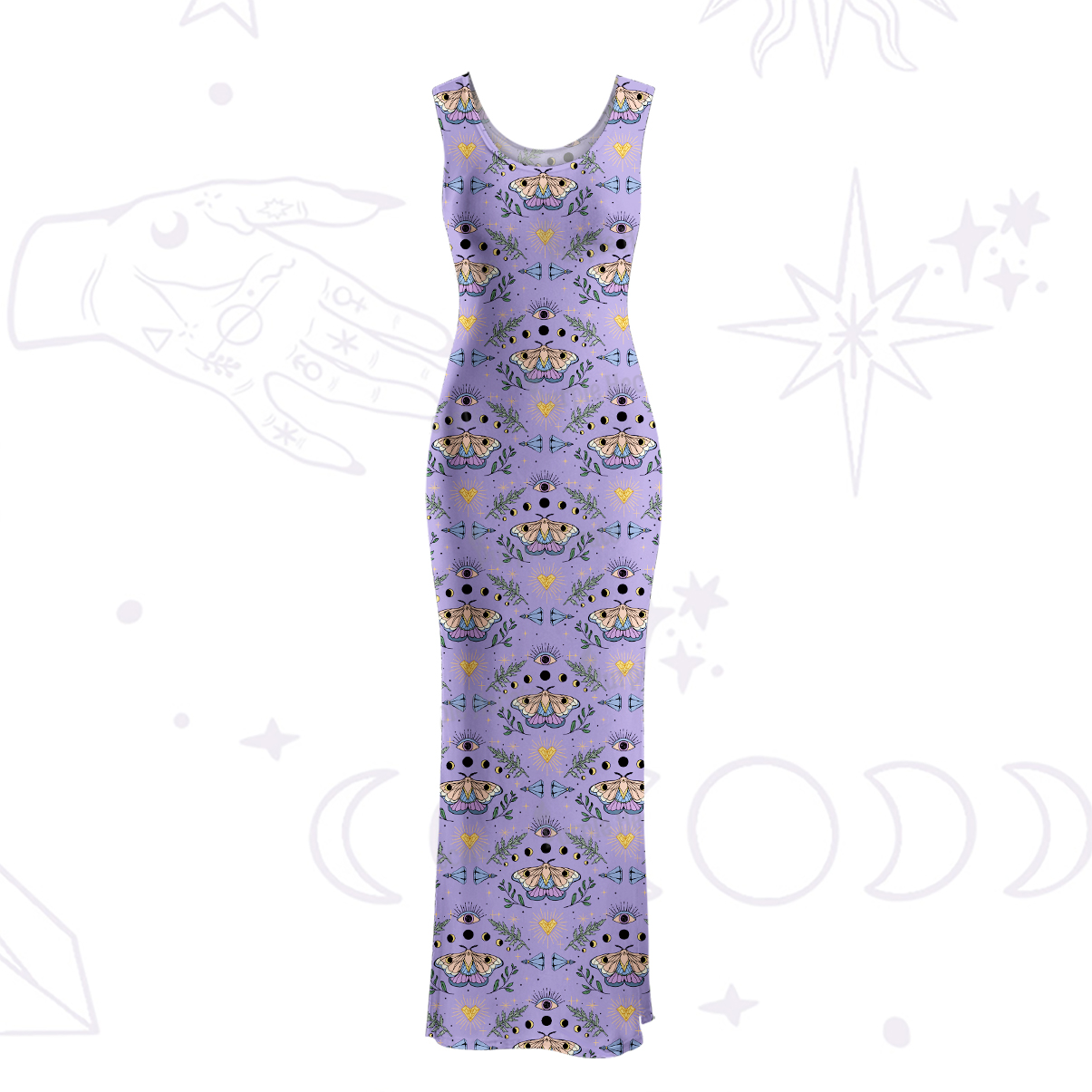 Purplehecate Luna Moth Witch Maxi Tank Beachwear Dress