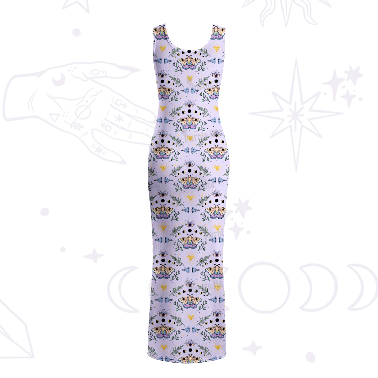 Purplehecate Luna Moth Witch Maxi Tank Beachwear Dress