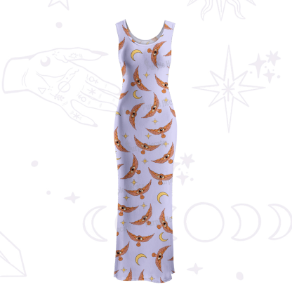 Purplehecate Moth and Moon Maxi Tank Beachwear Dress