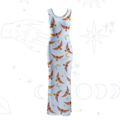 Purplehecate Moth and Moon Maxi Tank Beachwear Dress