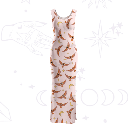 Purplehecate Moth and Moon Maxi Tank Beachwear Dress