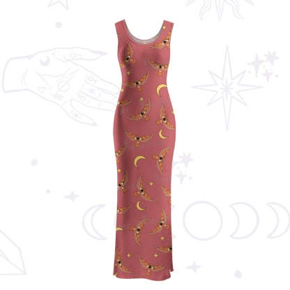 Purplehecate Moth and Moon Maxi Tank Beachwear Dress