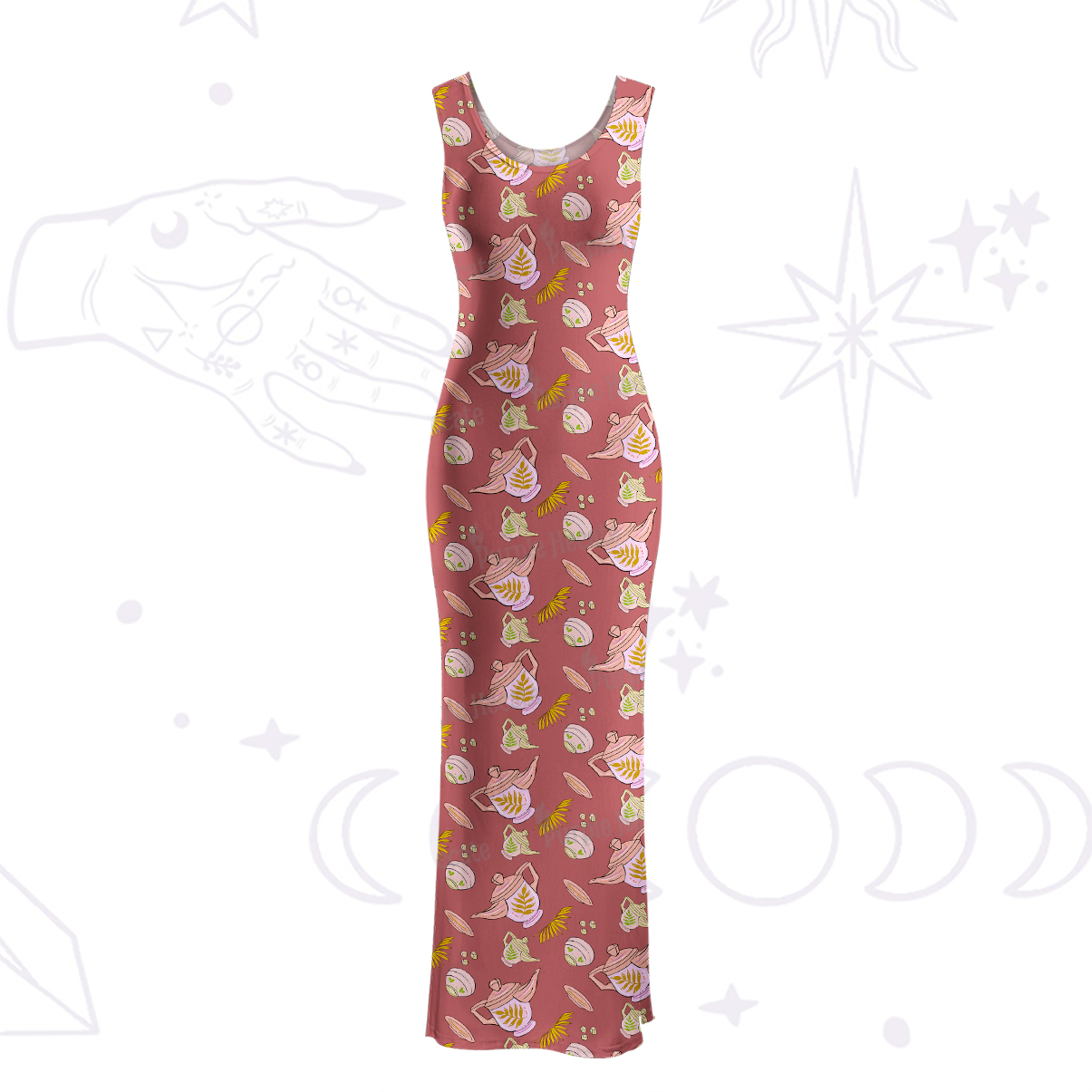 Purplehecate Mystical Teapot Maxi Tank Beachwear Dress