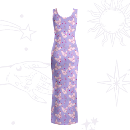 Purplehecate Mystical Sphynx Cat Maxi Tank Beachwear Dress