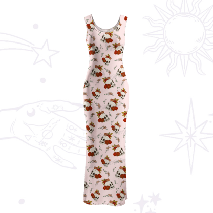 Purplehecate Flowers and Bones Maxi Tank Beachwear Dress
