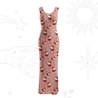 Purplehecate Flowers and Bones Maxi Tank Beachwear Dress
