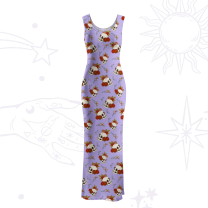 Purplehecate Flowers and Bones Maxi Tank Beachwear Dress
