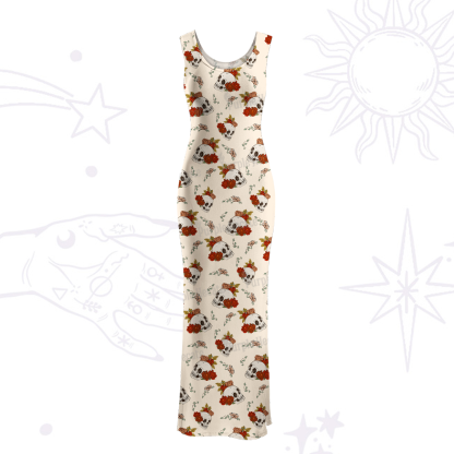 Purplehecate Flowers and Bones Maxi Tank Beachwear Dress