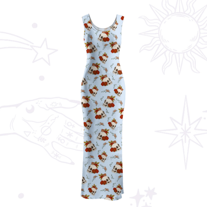 Purplehecate Flowers and Bones Maxi Tank Beachwear Dress