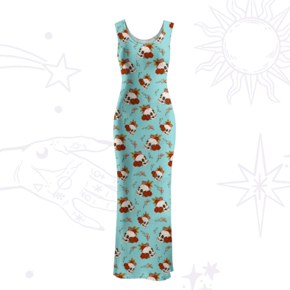 Purplehecate Flowers and Bones Maxi Tank Beachwear Dress