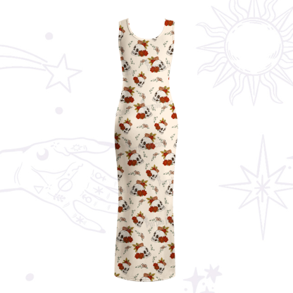 Purplehecate Flowers and Bones Maxi Tank Beachwear Dress