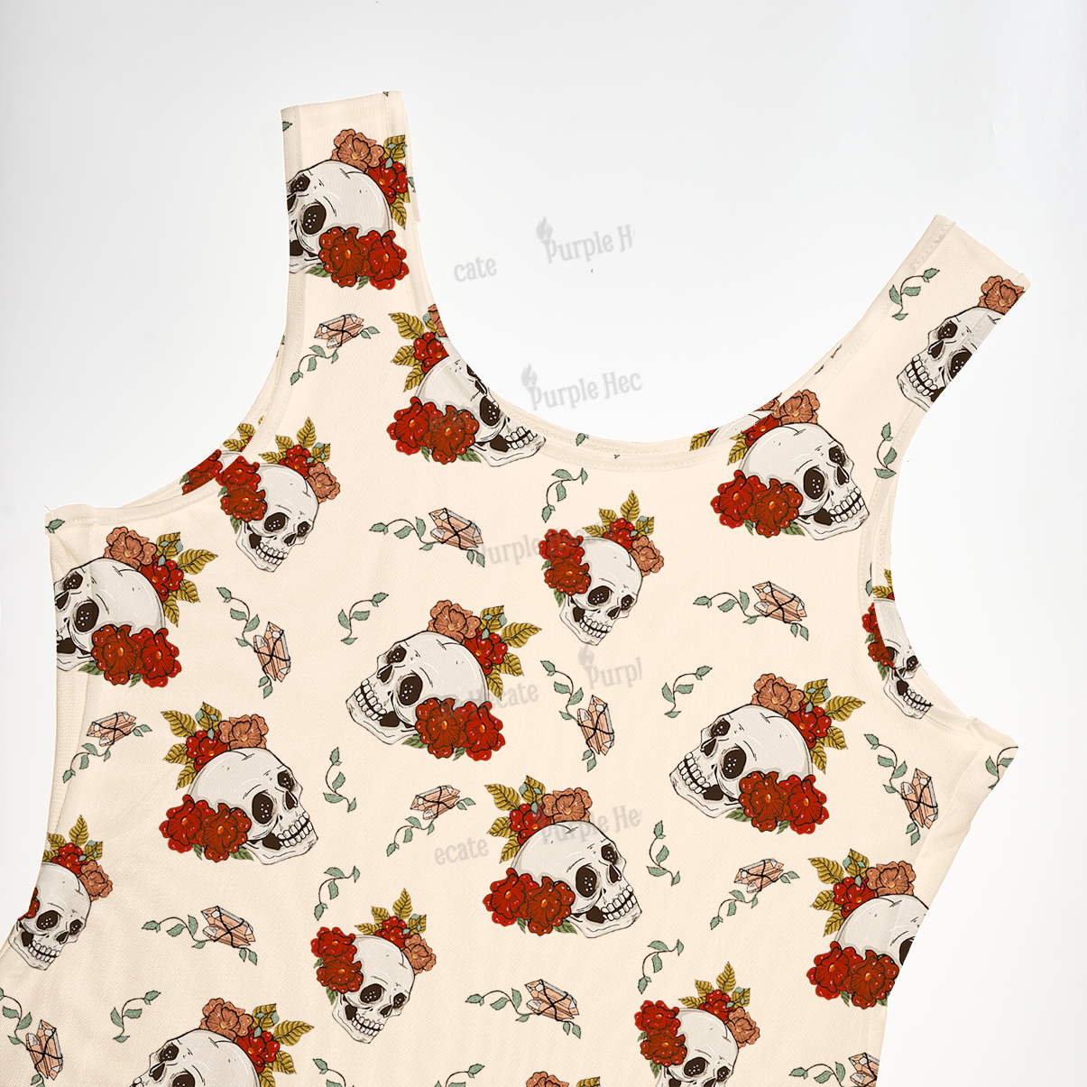 Purplehecate Flowers and Bones Maxi Tank Beachwear Dress