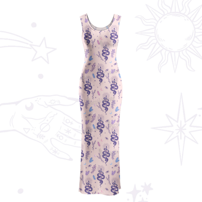Purplehecate Snake And Moon Phase Comfort Maxi Tank Beachwear Dress
