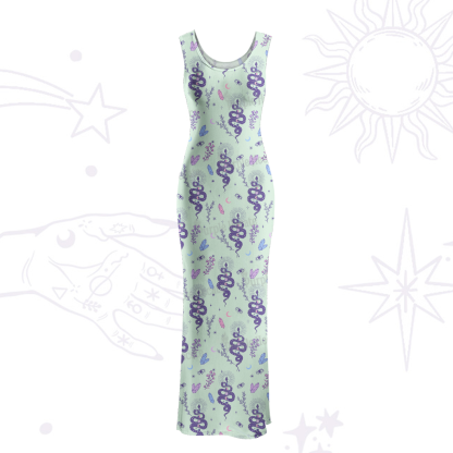 Purplehecate Snake And Moon Phase Comfort Maxi Tank Beachwear Dress