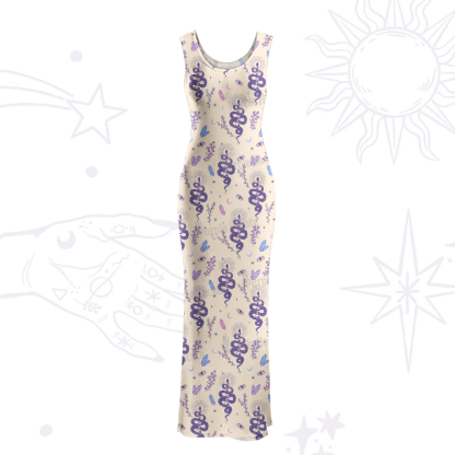Purplehecate Snake And Moon Phase Comfort Maxi Tank Beachwear Dress