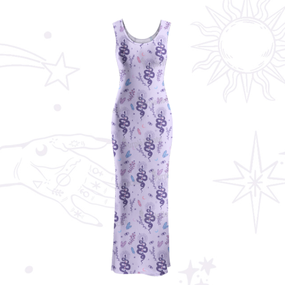 Purplehecate Snake And Moon Phase Comfort Maxi Tank Beachwear Dress