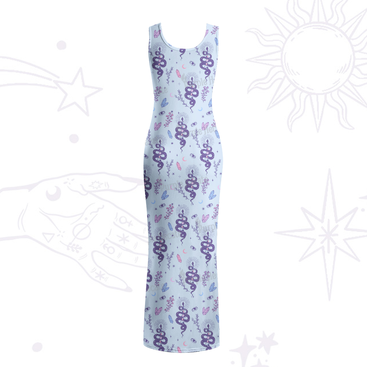 Purplehecate Snake And Moon Phase Comfort Maxi Tank Beachwear Dress