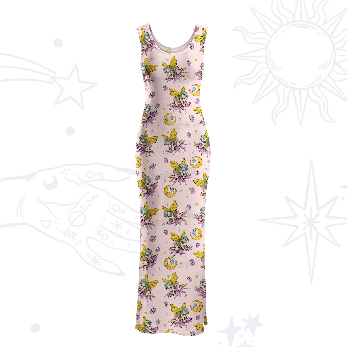 Purplehecate Stay Curious Maxi Tank Beachwear Dress